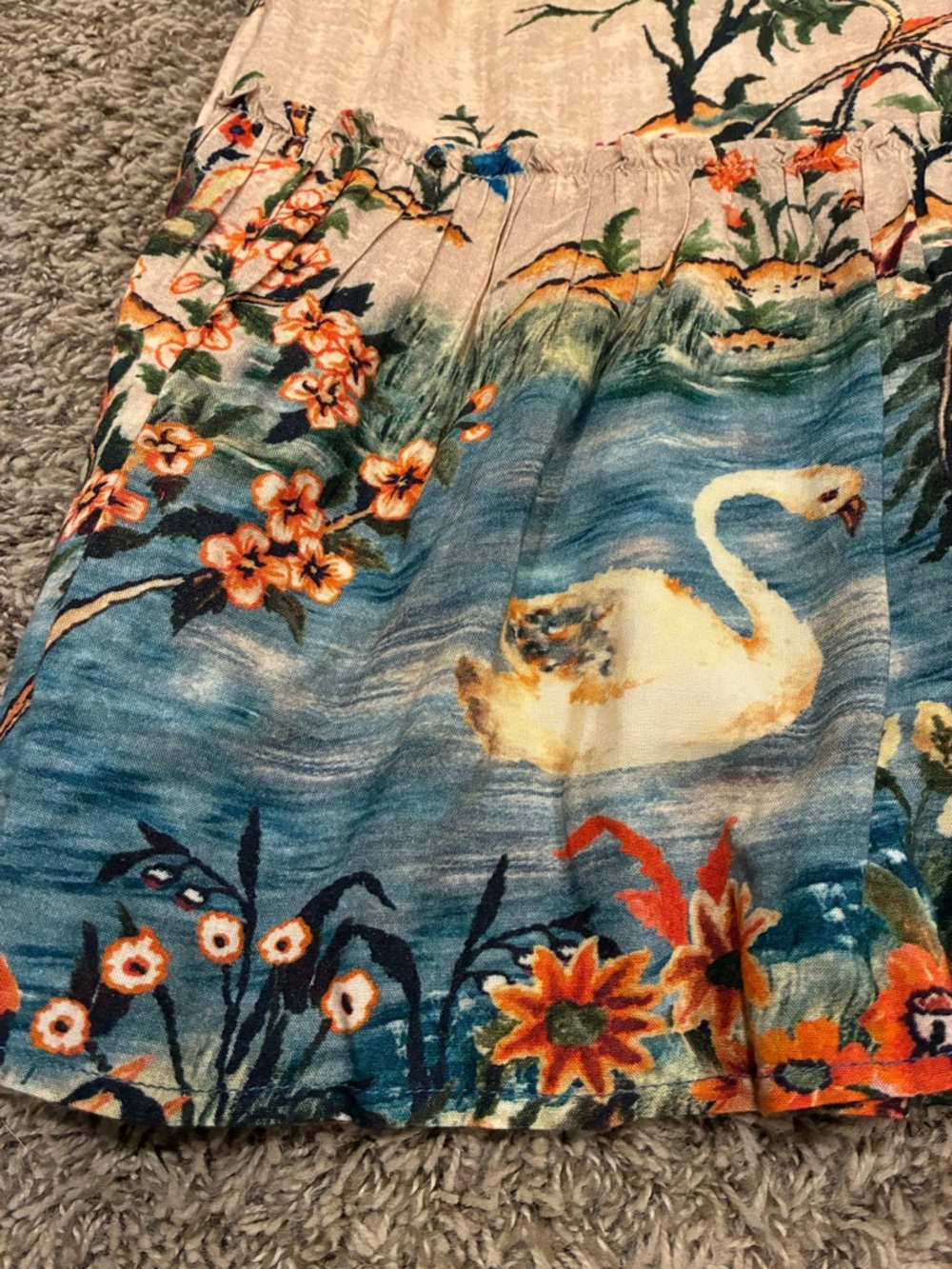 Vineet Bahl Anthropologie Swan Lake Midi Skirt Floral Nature Pockets Unique 425 - Picture 6 of 16